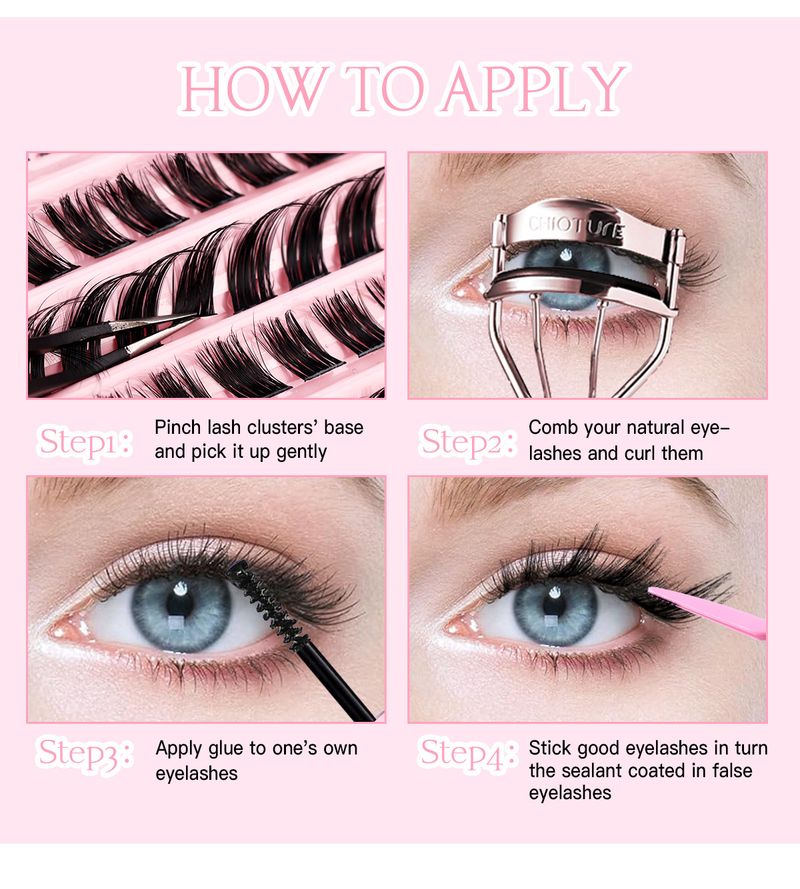 3D Western Style False Eyelashes Hot Melt Cluster Fluffy Dense Self-Application Lash Extensions Volume For Deep Eye Contour_voghion.com
