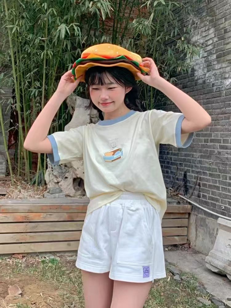Foto di cappello da hamburger, divertente e carino, cartone animato, ragazza, cappello da hamburger_voghion.com