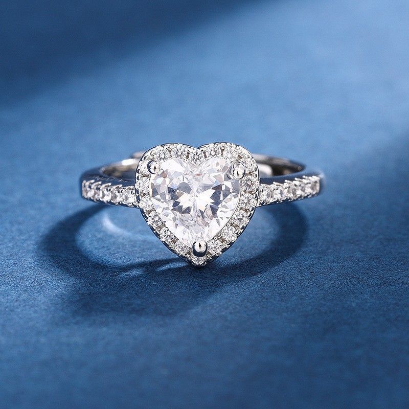 Herzförmiger Moissanit-Diamant für Damen, Sterlingsilber, S-Silber, Ein-Karat-Cluster-Fassung, simuliert, Hochzeit_voghion.com