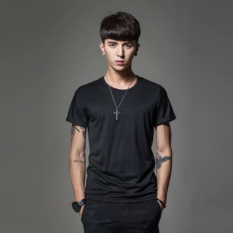 Maglietta a maniche corte a colori, estiva, casual, girocollo, corta, alla moda, con scollo a V, vestibilità aderente, per abbigliamento maschile_voghion.com