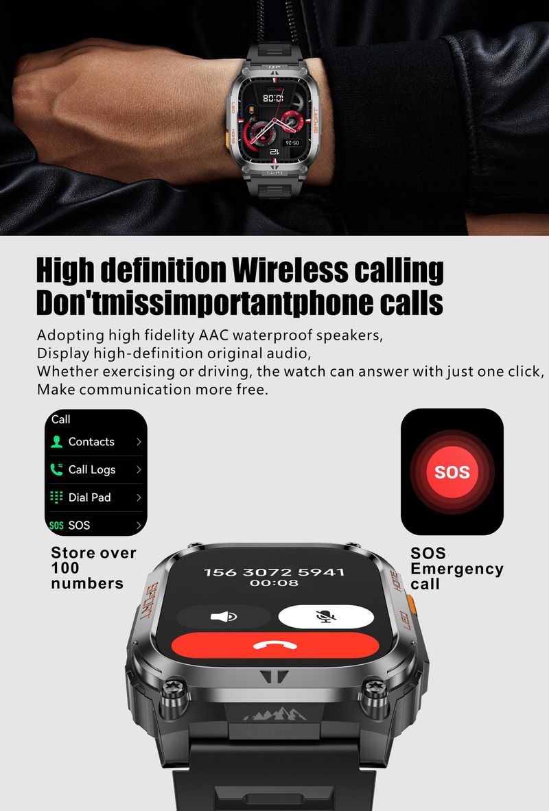 QX18 Smartwatch mit GPS und Bluetooth-Anrufen – 1,4-Zoll-TFT-Touchscreen, Herzfrequenz- und Blutdruckmessgerät, IP68 wasserdicht, 14-Tage-Akku_voghion.com