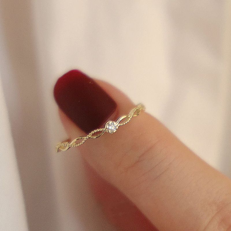 Twist Small Ring For Women, Light Luxury Niche Design, Cross Single Diamond Adjustable Open Ring, 2024 New Model_voghion.com
