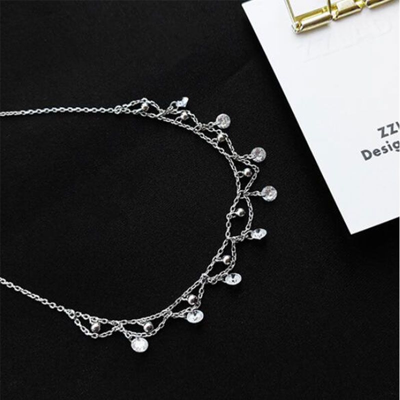 Vendite calde ANENJERY Argento Colore Goccia Zircone Choker Per Le Donne Clavicola Catena Collana Gioielli Regali S-N245_voghion.com