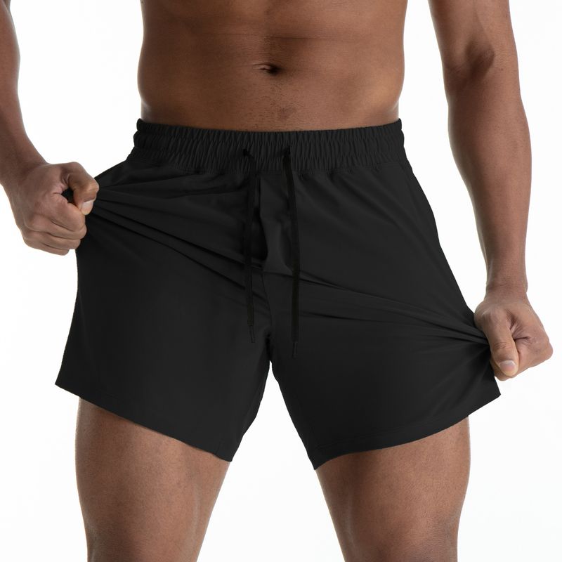 Men's Mesh Panel Running Shorts - Quick-Dry & Breathable For Gym Basketball & Outdoor Workouts (Black/White)_voghion.com