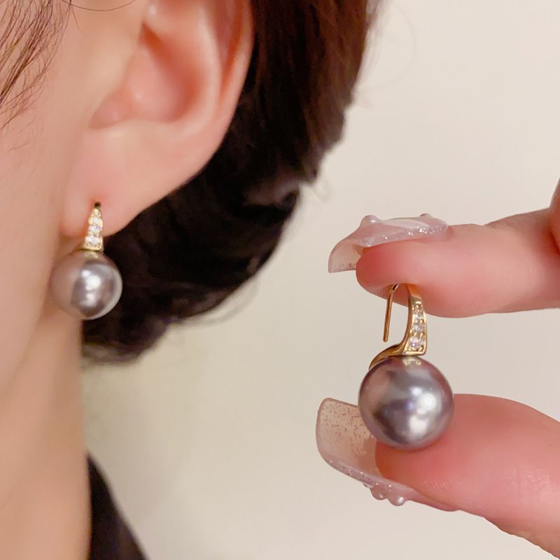 Design Sense Orecchini con tacco alto in zircone micro intarsiato, ganci in perle, orecchini dal temperamento alla moda, pendenti versatili e delicati_voghion.com