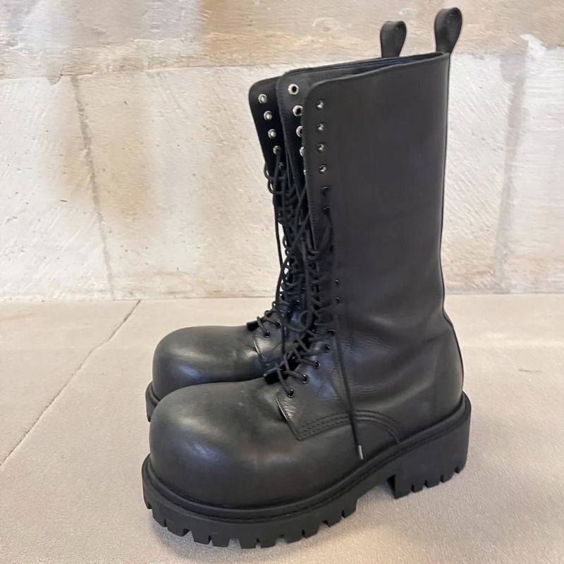 Super Cool Big Toe For Women, Mid-Calf 2025 New Style, Heel, Height Increasing, Thick Sole Boots, Lace-Up Work Boots_voghion.com