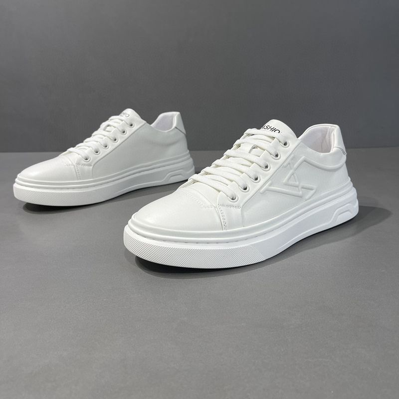 Scarpe da uomo di lusso versatili, casual, bianche e leggere, in pelle, tendenza autunnale_voghion.com