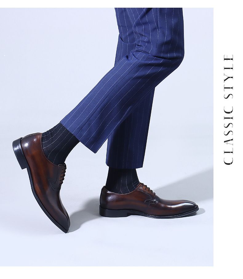 Skórzane buty męskie pierwsza warstwa skóry bydlęcej biznesowe formalne skórzane Brock rzeźbione brytyjskie zabytkowe buty ślubne garniturowe_voghion.com