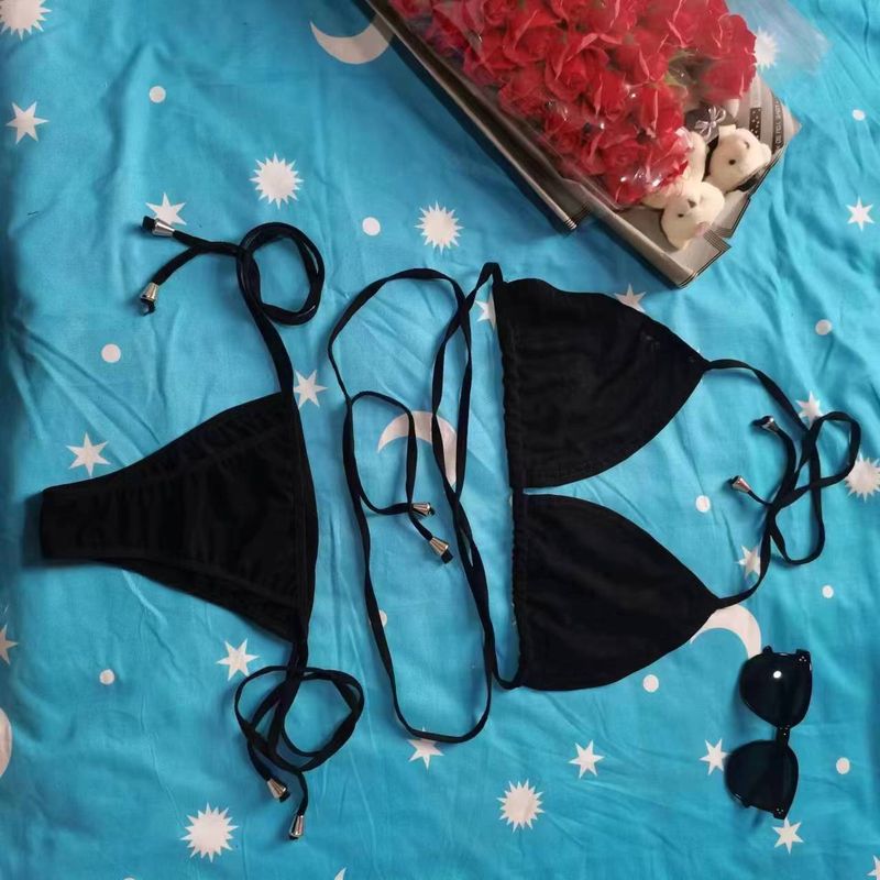 Costume da bagno bikini con spalline traspiranti, traspirante, traspirante, per spiaggia, bagni di sole, abbigliamento da donna, leggero e non trasparente._voghion.com