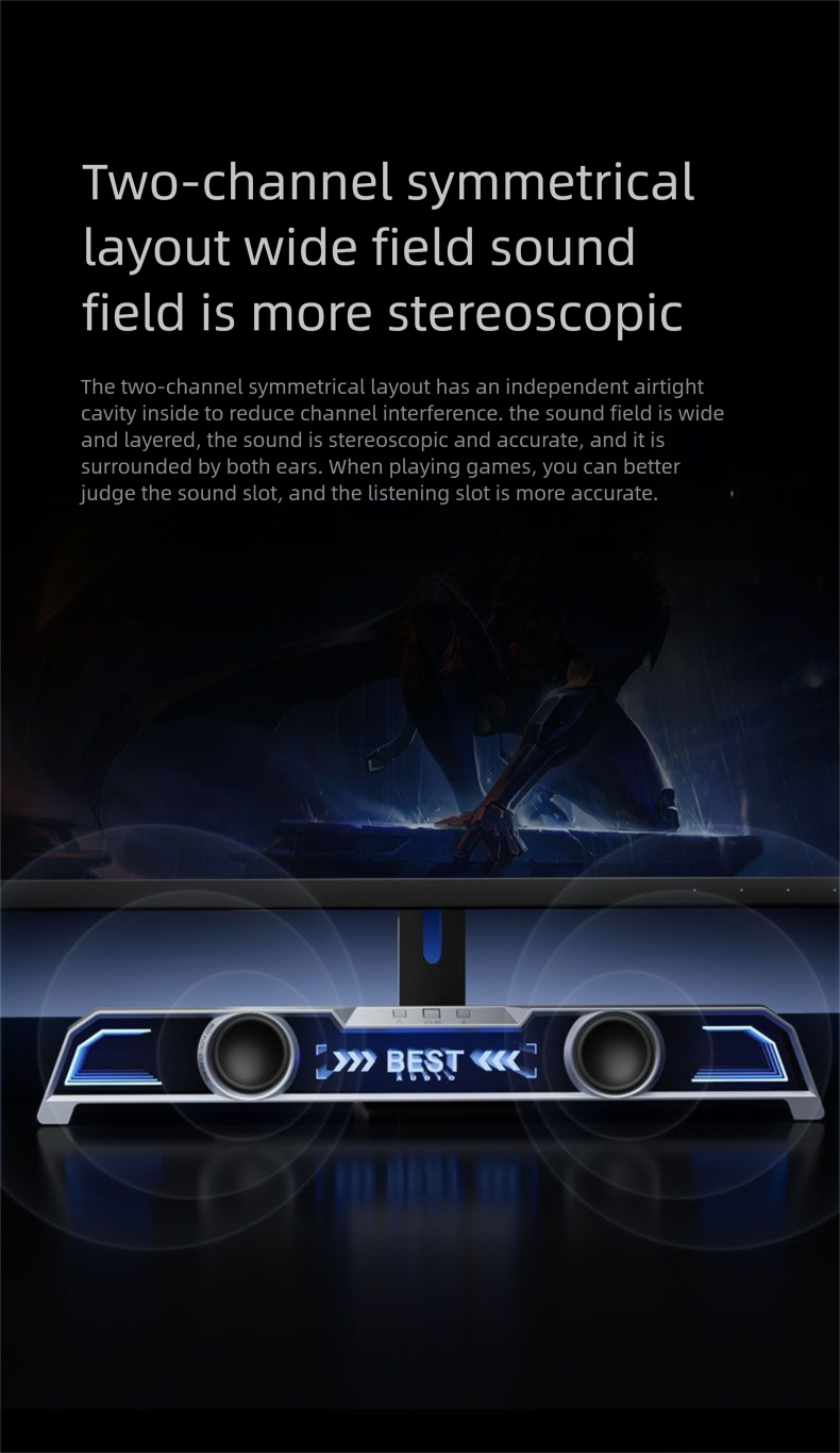 Głośnik Bluetooth do komputera stacjonarnego, laptopa, subwoofera, z długim przewodem, głębokim basem 3D i mikrofonem do gier_voghion.com