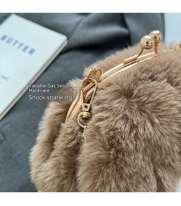 Borsa a tracolla in peluche di nuova tendenza moda autunno e inverno Borsa a tracolla in peluche per donna Instagram Borsa a catena con una spalla morbida e carina per donna_voghion.com