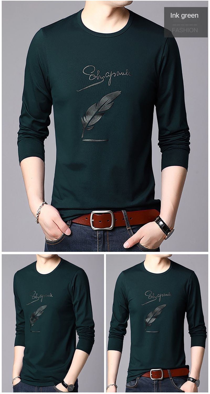 Neue Modemarke Designer Plain Print T-Shirt Männer in großen Mengen Langarm O Hals 95 % Baumwolle 5 % Spandex Tops Casual Herren_voghion.com
