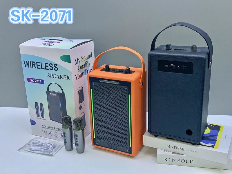 Nieuwe draagbare Bluetooth-luidspreker, dubbele draadloze mobiele telefoonmicrofoon, zangkaraoke alles-in-één-machine_voghion.com