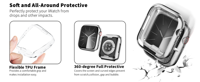 Case For IWatch 42mm 46mm 41mm 45mm 40mm 44mm Screen Protector Cover Soft TPU Bumper For IWatch Series 10/9/8/7/6/5/4/SE_voghion.com