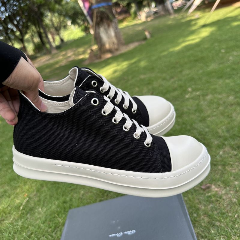 Nuovo stile RO Sneakers basse da uomo casual sportive versatili con suola spessa in tela con lacci nere e bianche alla moda unisex in tessuto_voghion.com