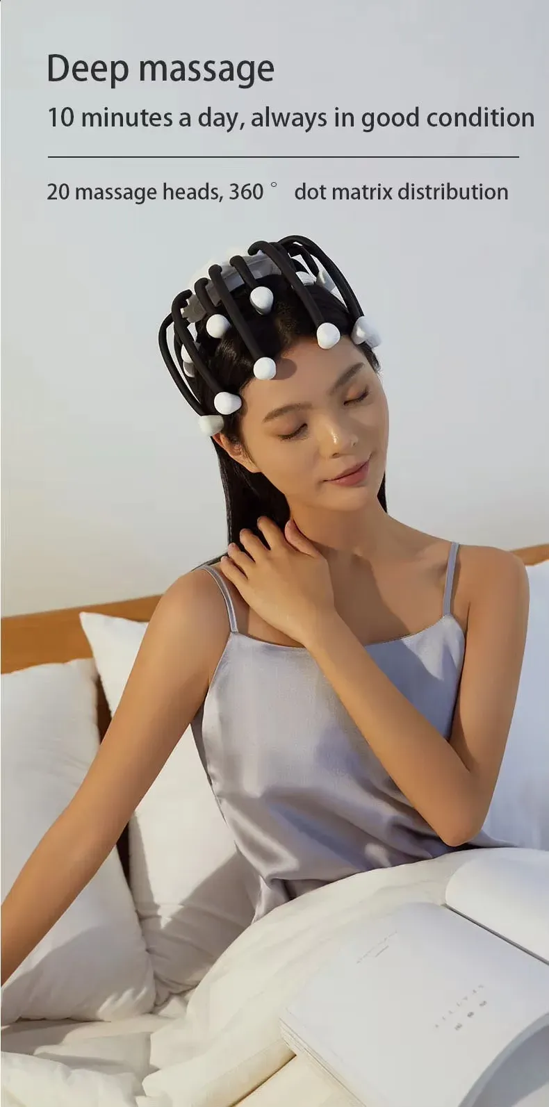 Massaggiatore elettrico per cuoio capelluto con artiglio di polpo, a mani libere, 5 modalità, massaggio alla testa, luce rossa a LED, grattatesta wireless 3D, massaggio sanitario_voghion.com