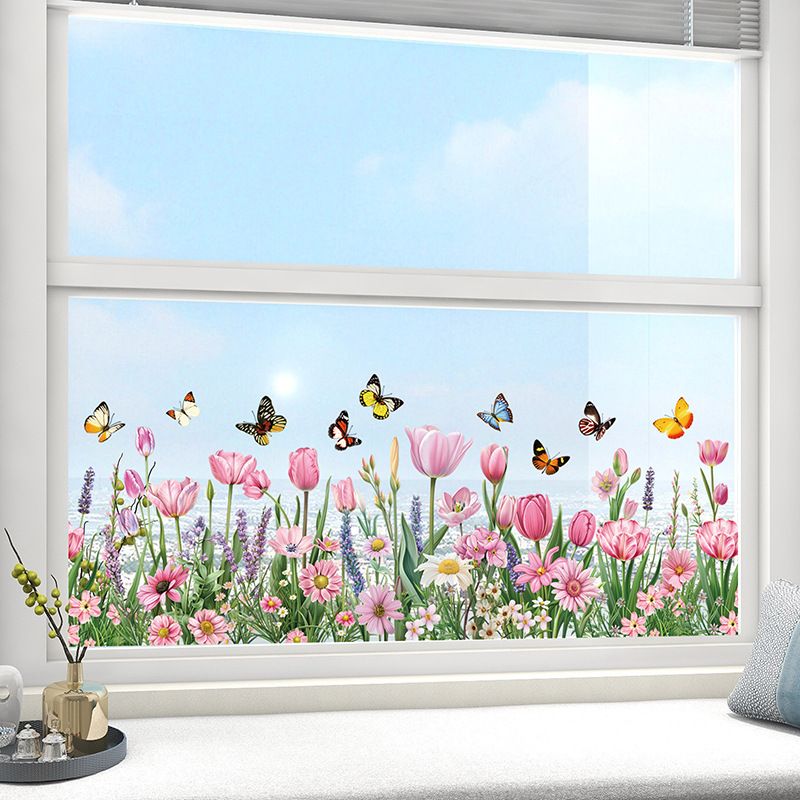 2025 Spring New Product Flower Bush Butterfly Kitchen Wallpaper Static Wall No Glue Nest Indoor Glass Sticker_voghion.com