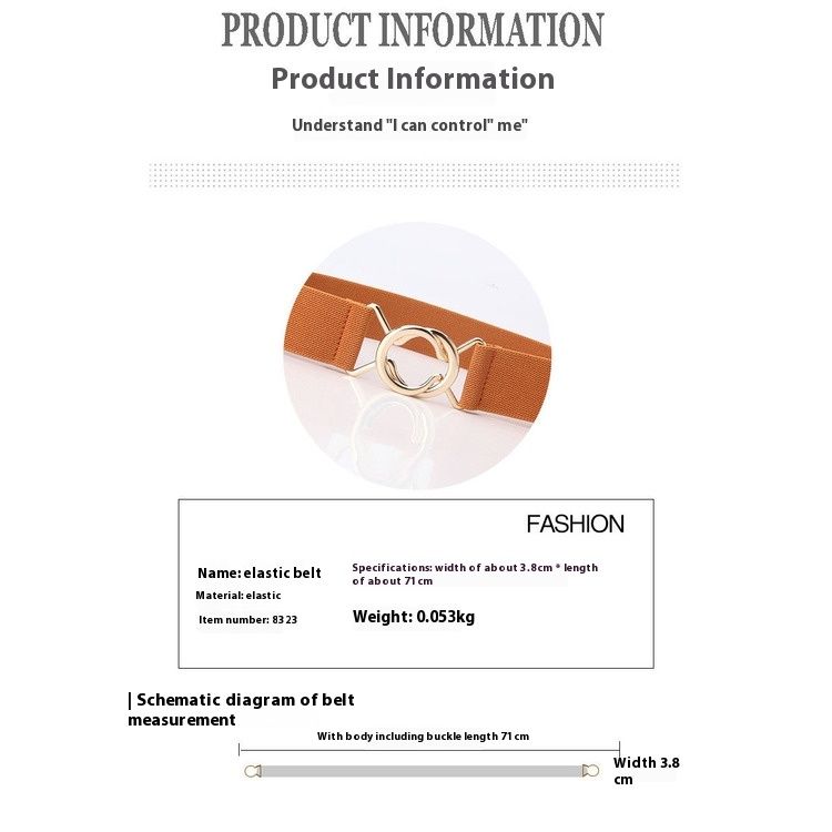 Ceinture élastique minimaliste japonaise noire à boucle unique pour robe de femme, ceinture ajustée avec boucle circulaire_voghion.com