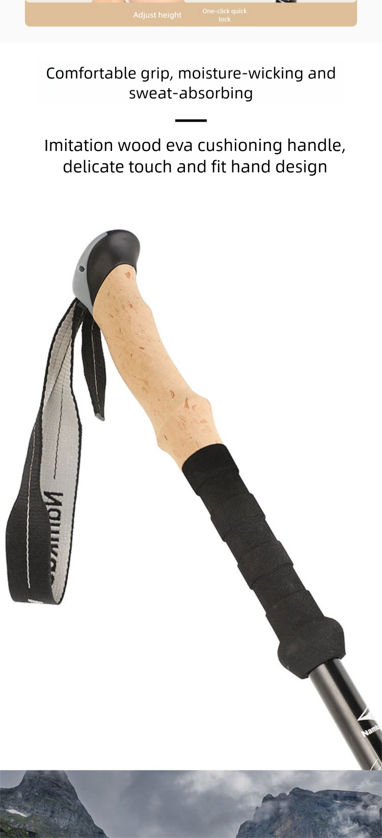 Aluminiumlegierung Dreiteiliger Teleskop-Außenverschluss Wandern Gerader Griff Kletterstock Spazierstock_voghion.com