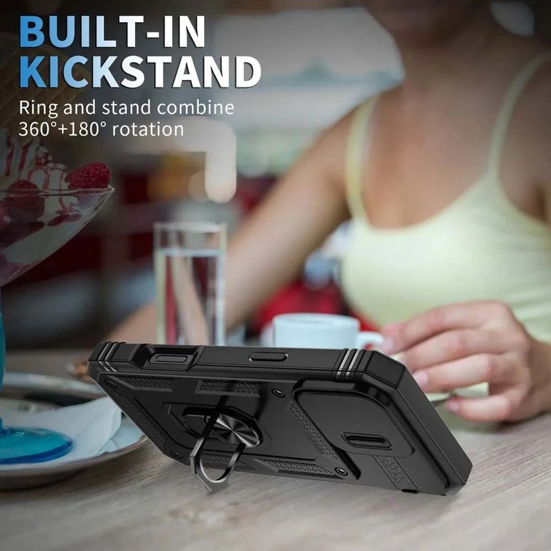 Full Body Rugged Protective Slide Camera Stand Phone Case For IPhone 17 Air 16 15 14 Plus 13 12 Pro Max 11 Protection Ring Cover_voghion.com