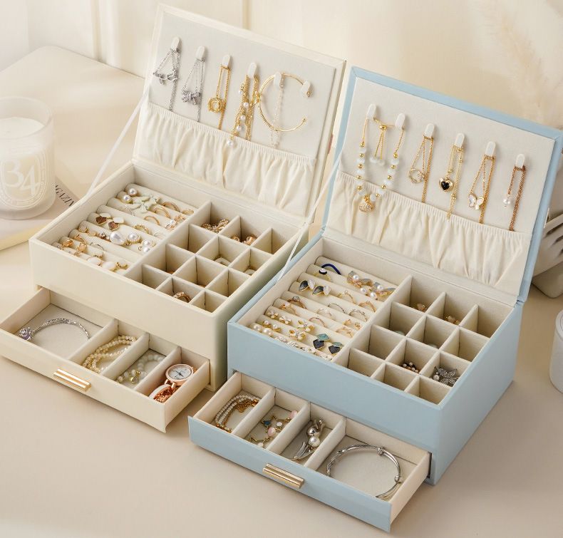 Collana con fiocco ribaltabile di lusso leggero con più strati e grande capacità in stile cassetto, portagioie ad anello_voghion.com