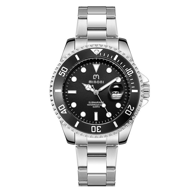 Classic Submariner Men's Business Steel Band Waterproof Transparent Back Non-Mechanical Watch_voghion.com