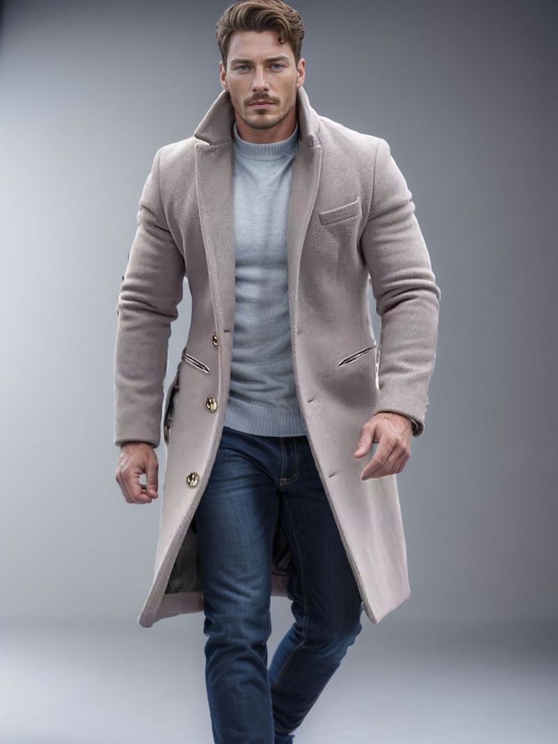 Abrigo de lana largo y ajustado para hombre, 2024, con cuello de traje, cortavientos_voghion.com
