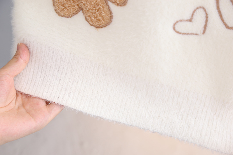 Mädchenpullover Herbst und Winter Nerzfleece gestrickt im Baby-Stil_voghion.com