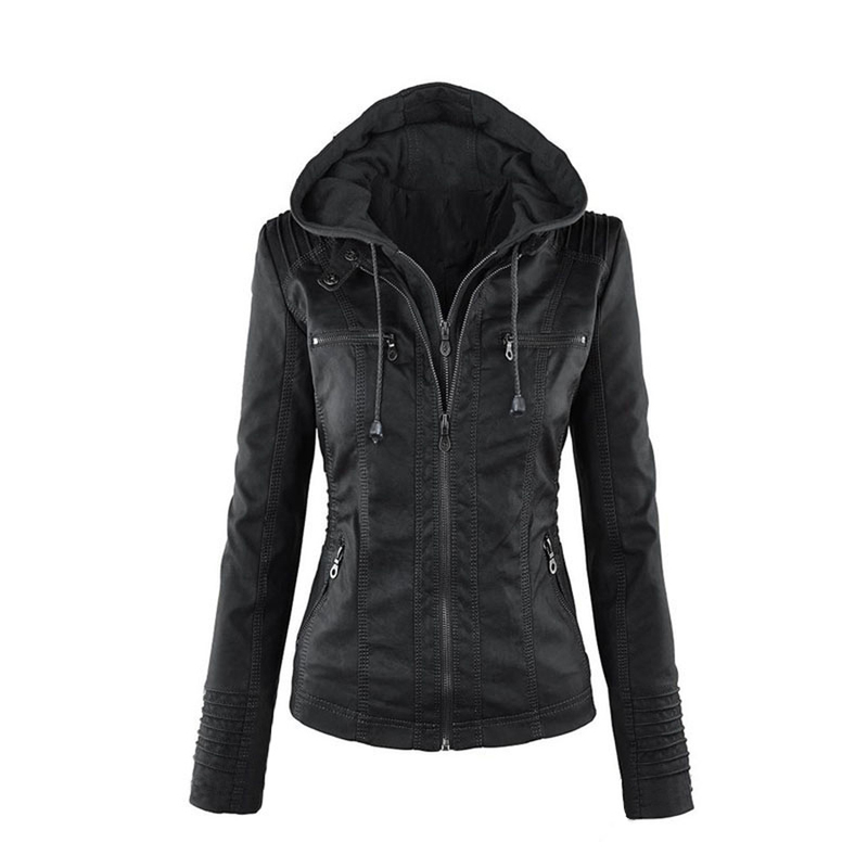 Dámské zimní bundy, větruodolné, motocyklové, černé, úzké, s kapucí, kabát, plus velikost 7XL, dámské bundy chaqueta_voghion.com