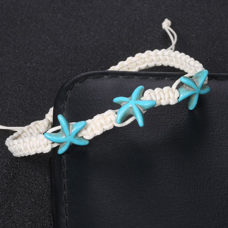 Beach style hand woven string starfish knot anklet_voghion.com