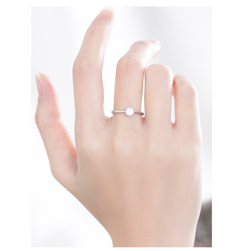 Wanying Jewelry Bague de mariage en argent pur avec six griffes et diamant pour femme - Cadeau tendance - Pierre Mosang_voghion.com