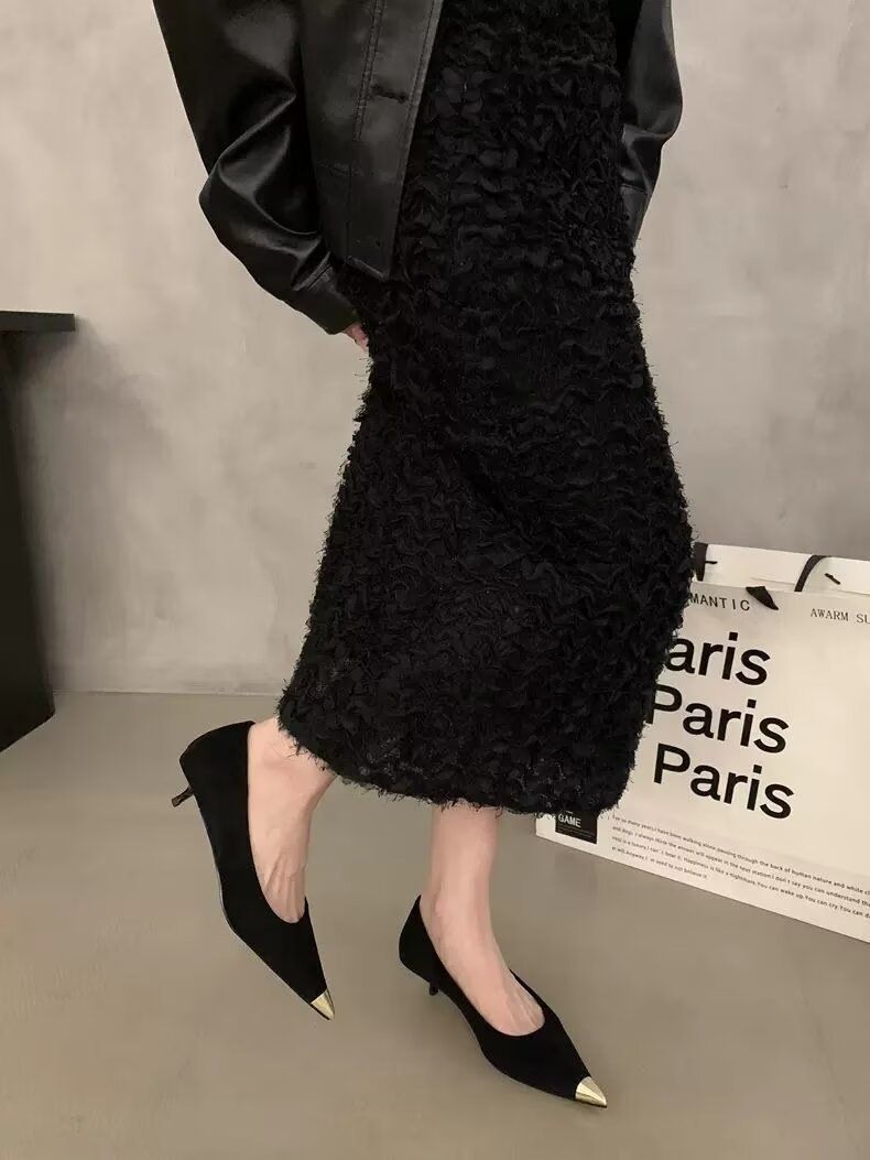 Scarpe da donna con tacco a spillo, tacco a spillo, tacco alto, stile gattino, stile francese, scarpe con gonna profumata_voghion.com