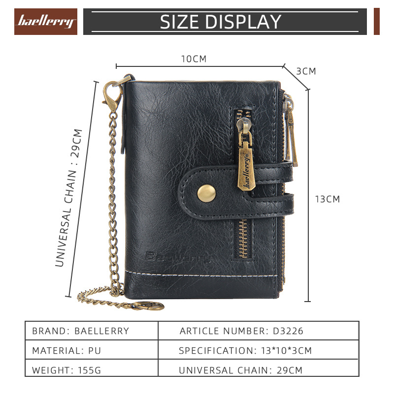 New Men's Short Wallet European And American Business Double Zipper Zero Wallet Multiple Card Slots_voghion.com