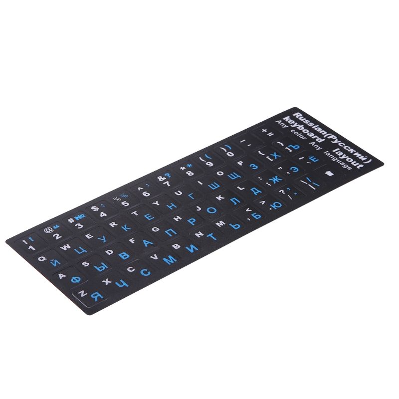 1Pack Russian Replacement Sticker Black Background With Blue/Green/Orange/White Lettering For Computer Keyboard_voghion.com