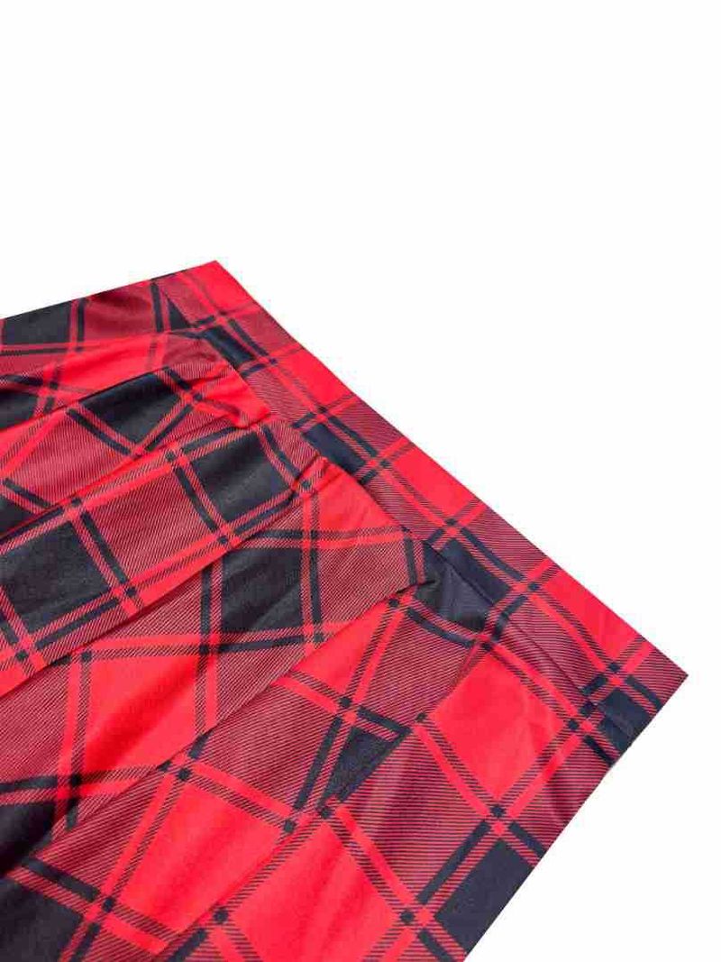 Falda plisada de cintura alta para mujer, falda a cuadros adelgazante, falda estampada_voghion.com