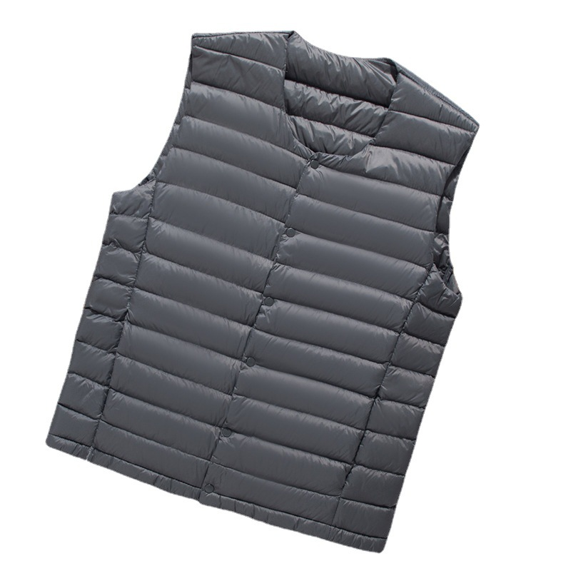 Off-Season New Men's Lightweight Down Jacket Stand Collar Coat Youth Plus Size Sleeveless Vest_voghion.com