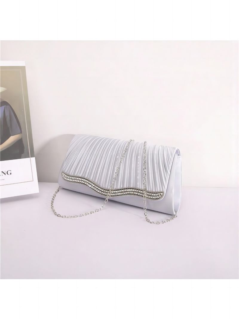 Borsa da banchetto giapponese di grande capacità, in lega di colore pieno, con diamanti, in raso plissettato, da sera, a tracolla, da tenere a mano_voghion.com