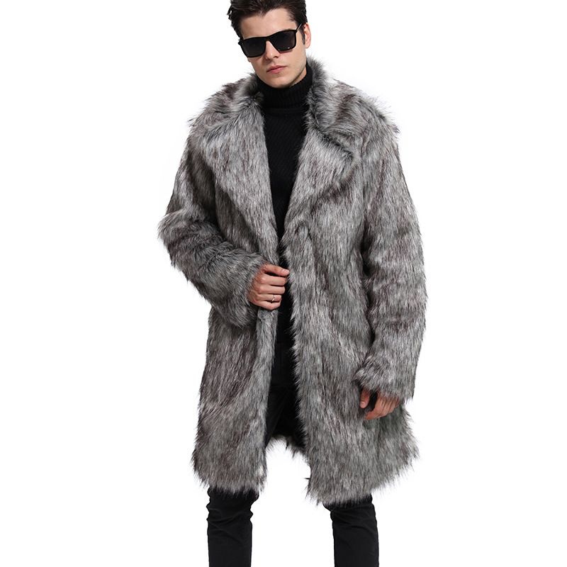 Cappotto lungo in pelliccia sintetica da uomo – Giacca invernale oversize da strada con colletto in peluche, colore nero/bianco/sfumato (taglie dalla M alla 5XL)_voghion.com
