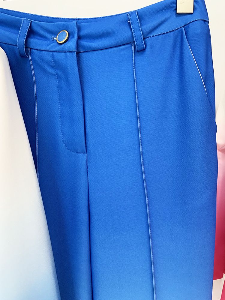 Costum slim cu pantaloni evazați, costum din două piese, pentru femei, la modă, cu gradient de temperament_voghion.com