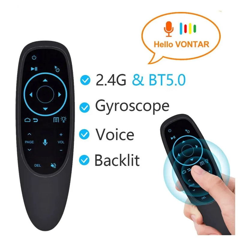 2.4GHz Wireless M5 Air Mouse Bluetooth5.2 Mini Keyboard Voice Backlit IR Learning Remote Control For PC Android_voghion.com