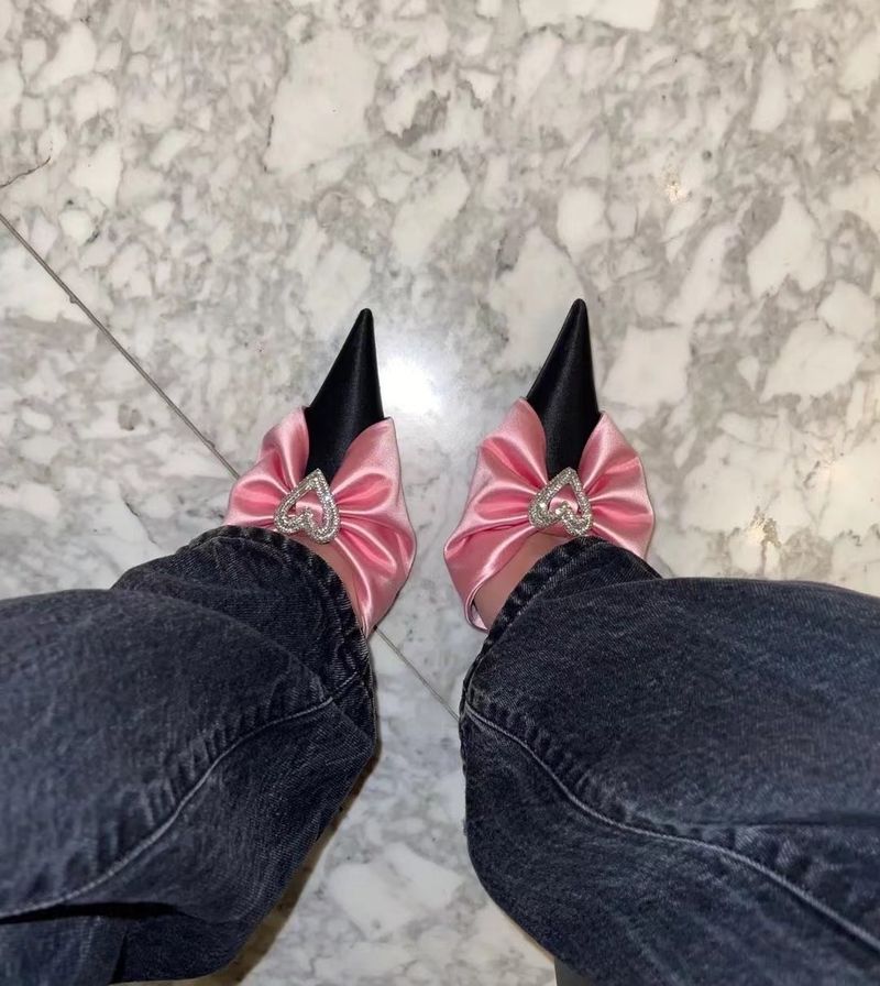 Women's Shoes New Mach Same Style French Style Sandals With Heart Rhinestones Fairy Style Stilettos And One Strap High Heels_voghion.com