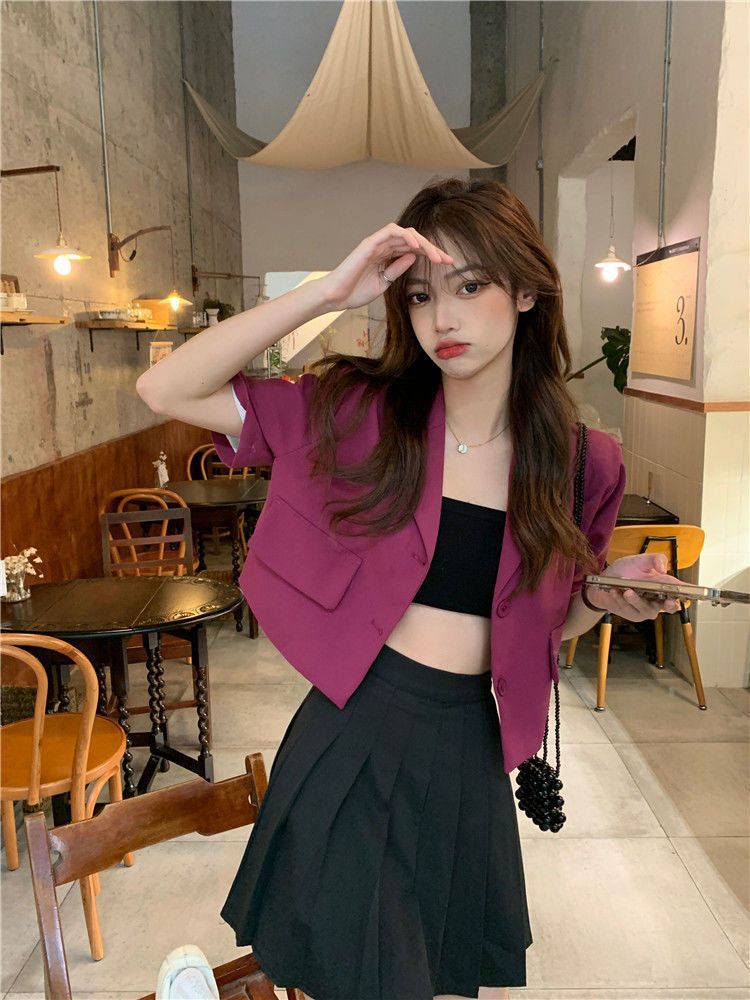 Hanrouchuan Street Style Petite 2025 Summer Thin Casual Design Sense Niche Short Blazer_voghion.com