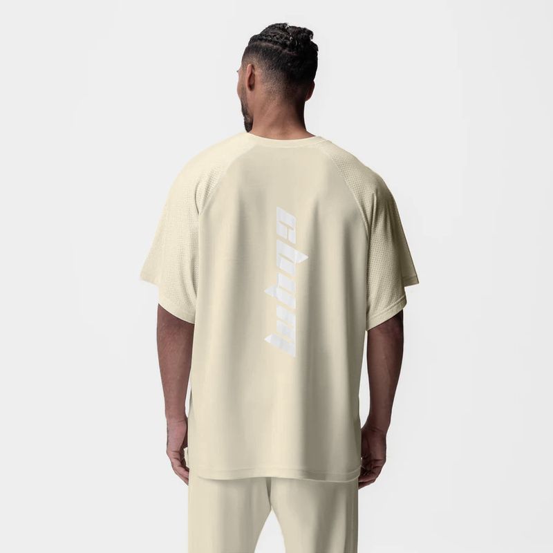 T-shirt de sport à manches courtes pour homme, style européen d'été, avec empiècement en maille gaufrée, séchage rapide, respirant et tendance._voghion.com