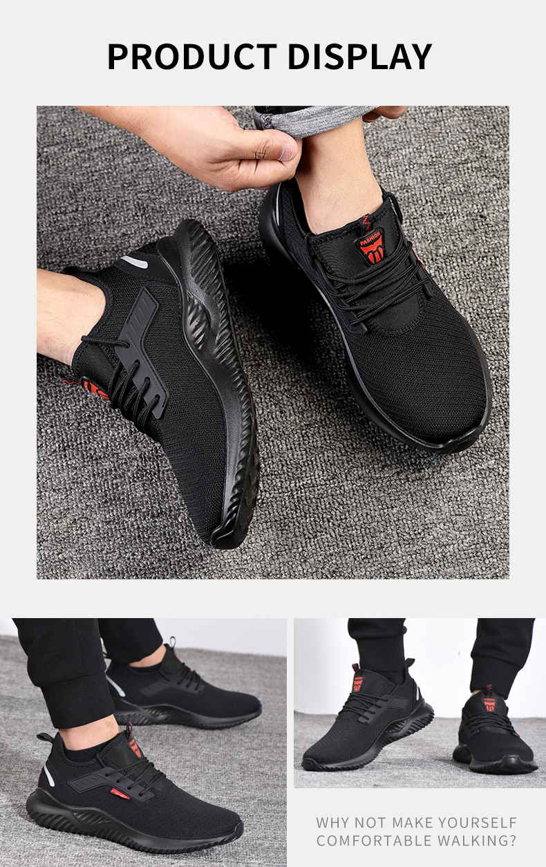 Sapatos de trabalho de segurança para construção masculinos ao ar livre com biqueira de aço botas de segurança leves à prova de furos de alta qualidade_voghion.com