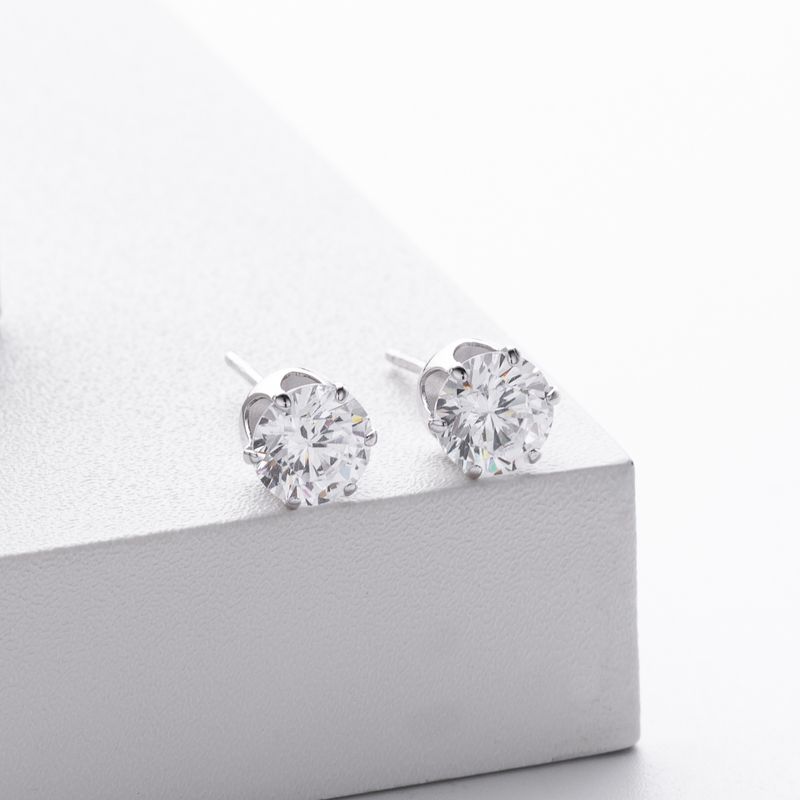 Orecchini a bottone da donna in argento sterling con zirconi cubici, forma geometrica minimalista a forma di osso, argento 925 placcato in oro bianco e oro giallo_voghion.com