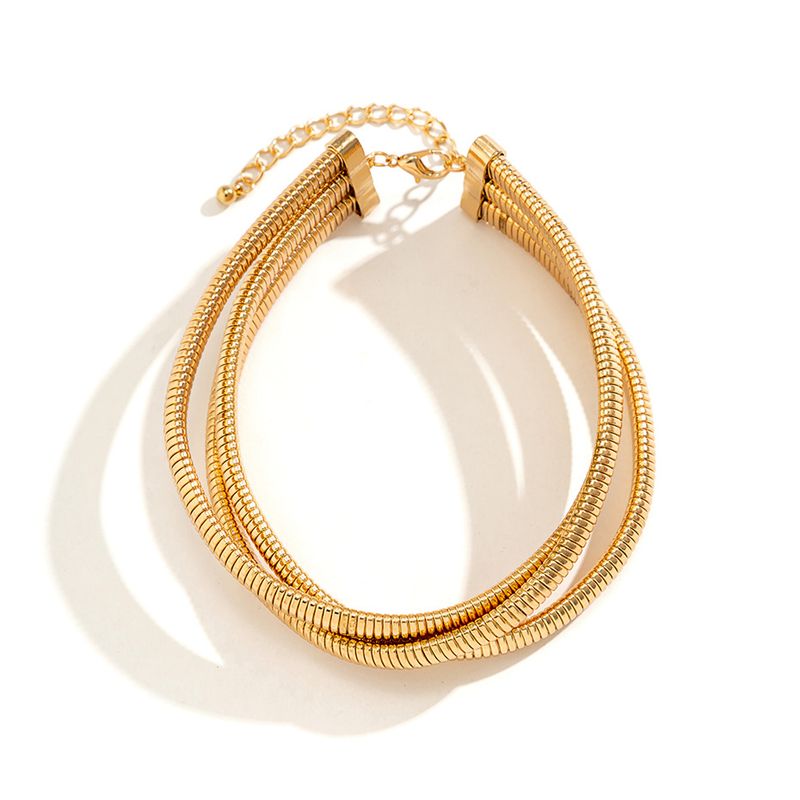 2025 New Arrivals Ingemark Exaggerated Chunky Heavy Metal Twisted Torques Choker Necklace for Women Spiral Big Chain Grunge Jewelry_voghion.com