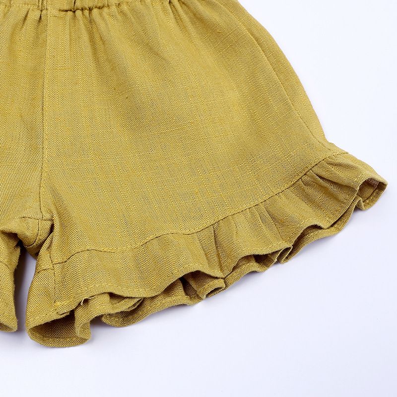 Kinderkleding Meisjespakken Zomer Nieuwe Versie Babymeisje Vierhoek Ruffle Broek Mouwloze Tops Twee Stukken_voghion.com