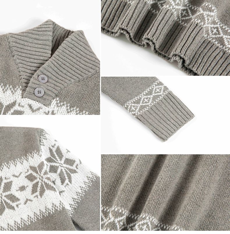 Herren Weihnachtspullover Strickpullover Langarm V-Ausschnitt Pullover Winter Warm Rollkragen Casual Streetwear Fashion_voghion.com