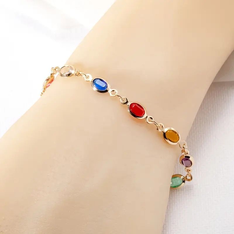 Ins Style Fashion Colorful Butterfly Glass Bracelet For Women Elegant Light Luxury Rectangular Dopamine Internet_voghion.com