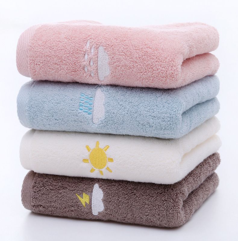 Hava Temalı İşlemeli Pamuklu Havlu - 32 Kat Kalın ve Yumuşak, Özel Logolu Unisex Tasarım, Günlük Kullanım İçin Yaratıcı ve Emici_voghion.com